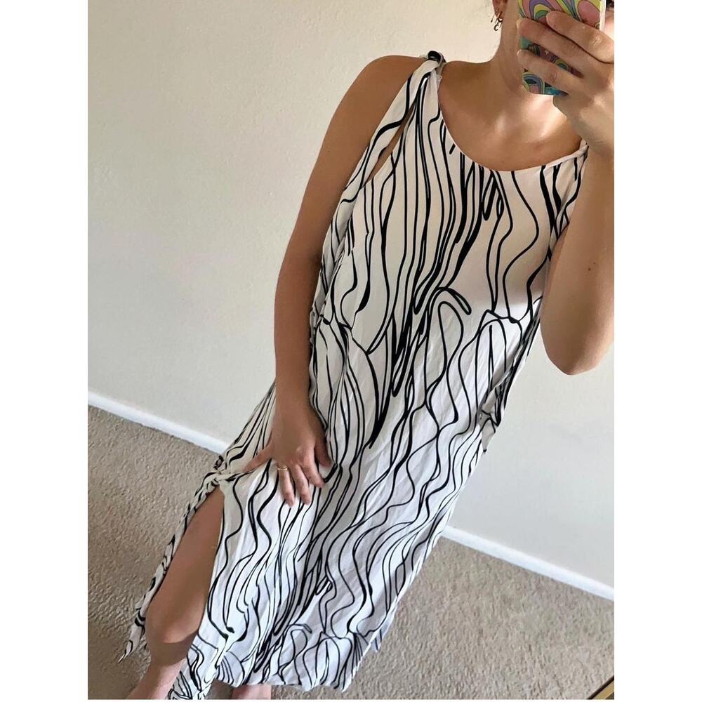 FWRD Australia Black white maxi dress geometric mod minimalist neutral